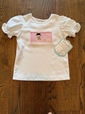 Remember Nguyen White Puff-Sleeve Tee with Pink Snowman Smock